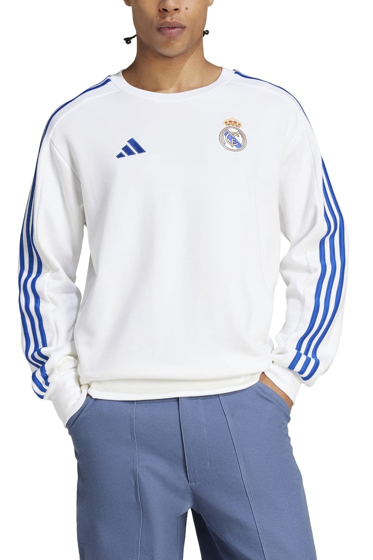 adidas White Real Madrid DNA Sweatshirt - Image 1 of 5