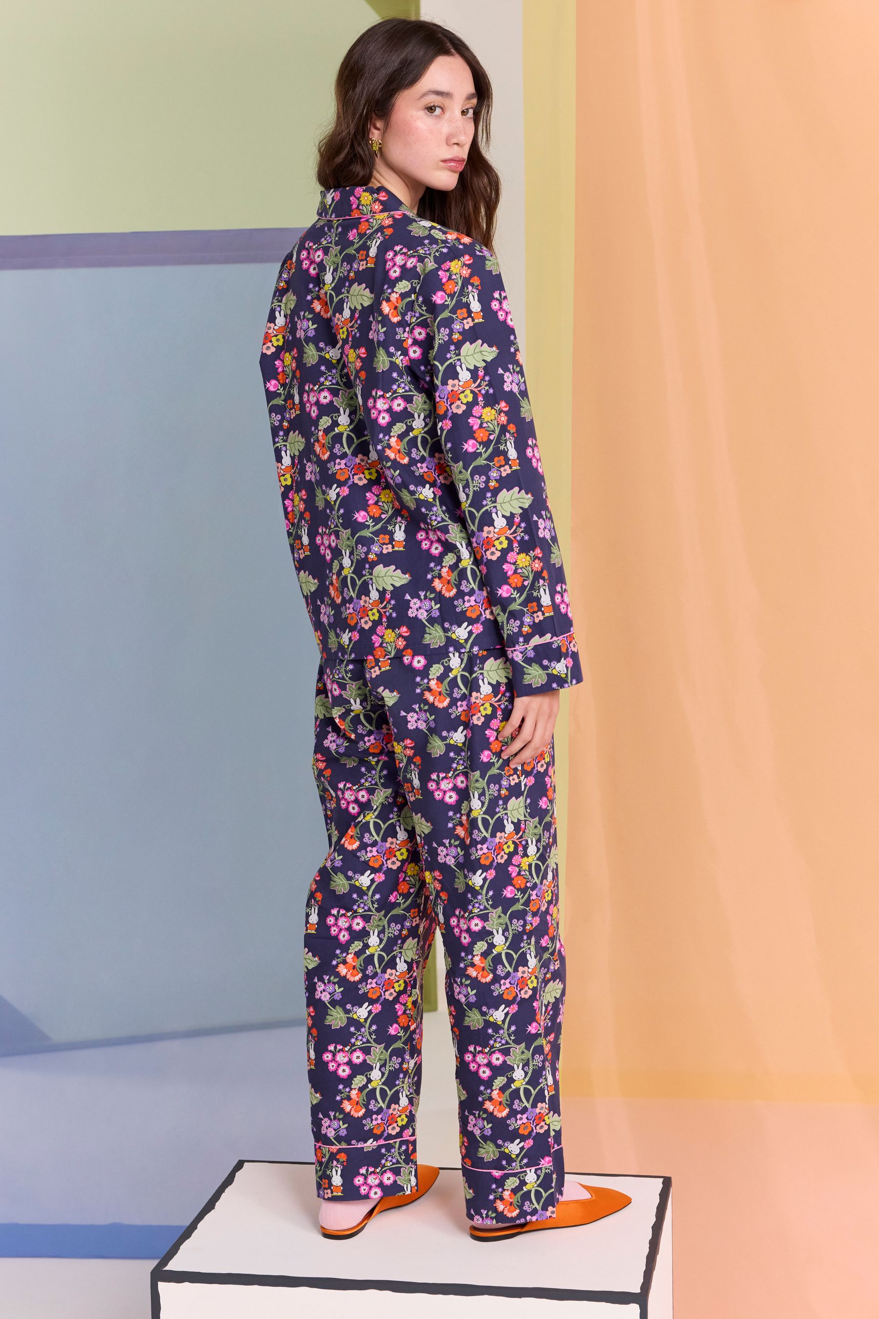 Cath Kidston Navy Botanical 100 Cotton Miffy Button Through Pyjamas