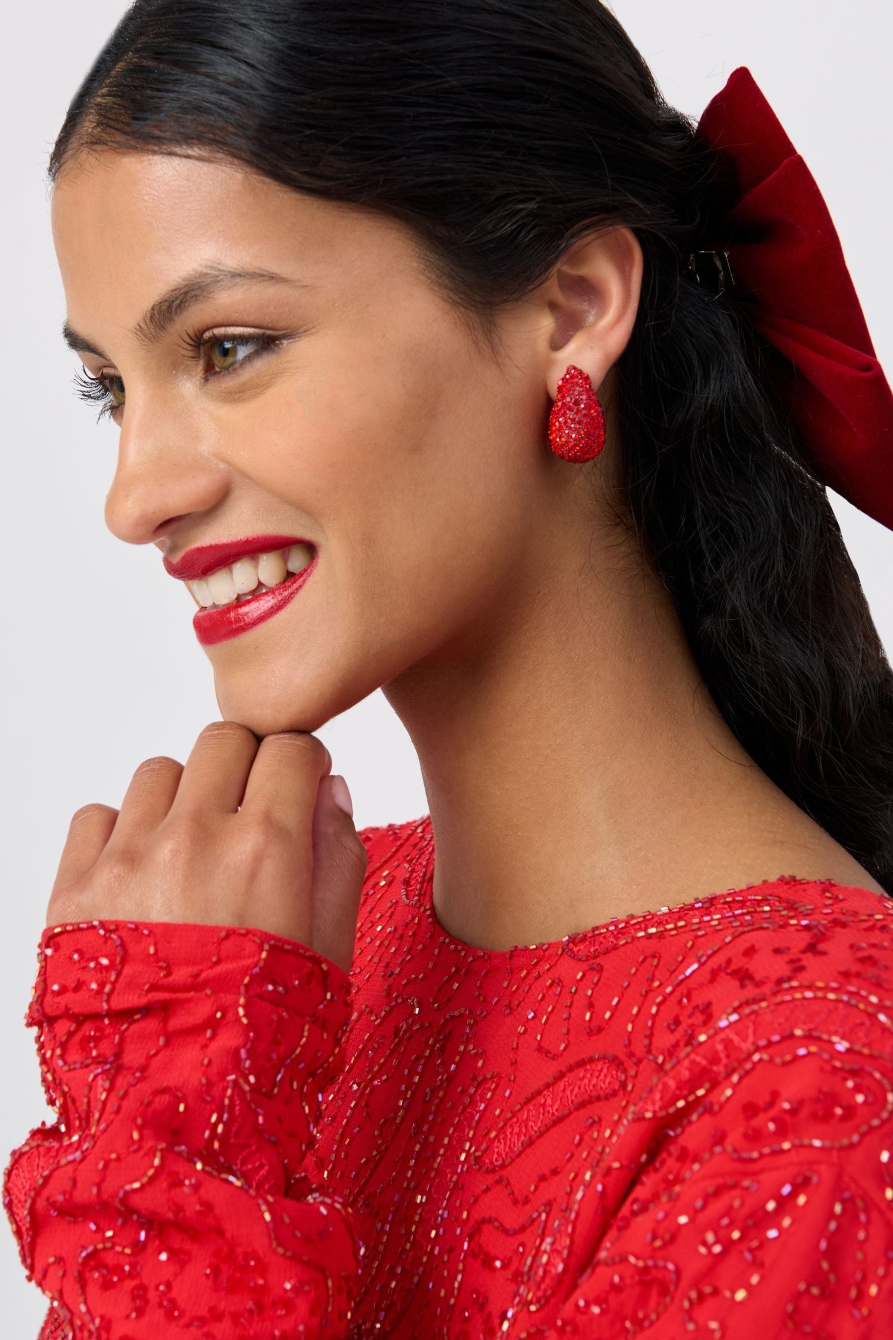 Red teardrop earrings discount