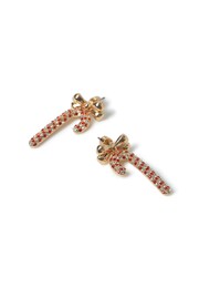 Aela Gold Tone Christmas Candy Cane Bow Stud Earrings - Image 2 of 3