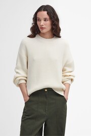 Barbour® White Rib Stitch Crew Knitted Jumper - Image 1 of 6