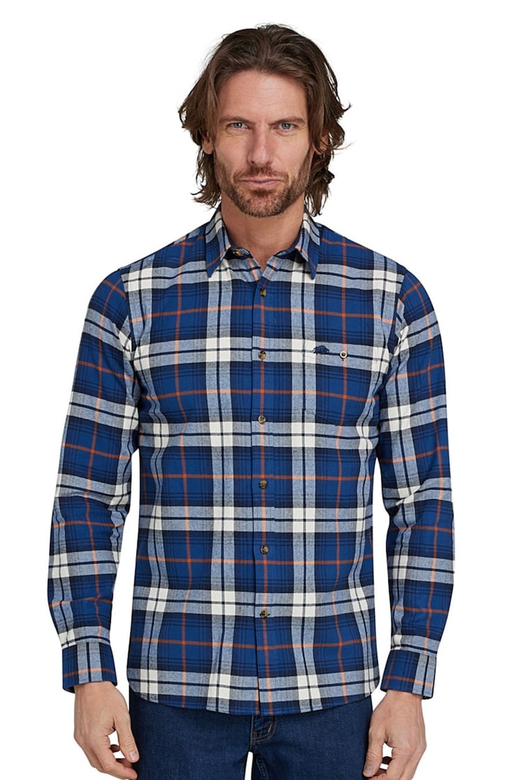 Raging Bull Large Blue Long Sleeve Plaid Brushed Cotton Shirt - Image 1 of 7