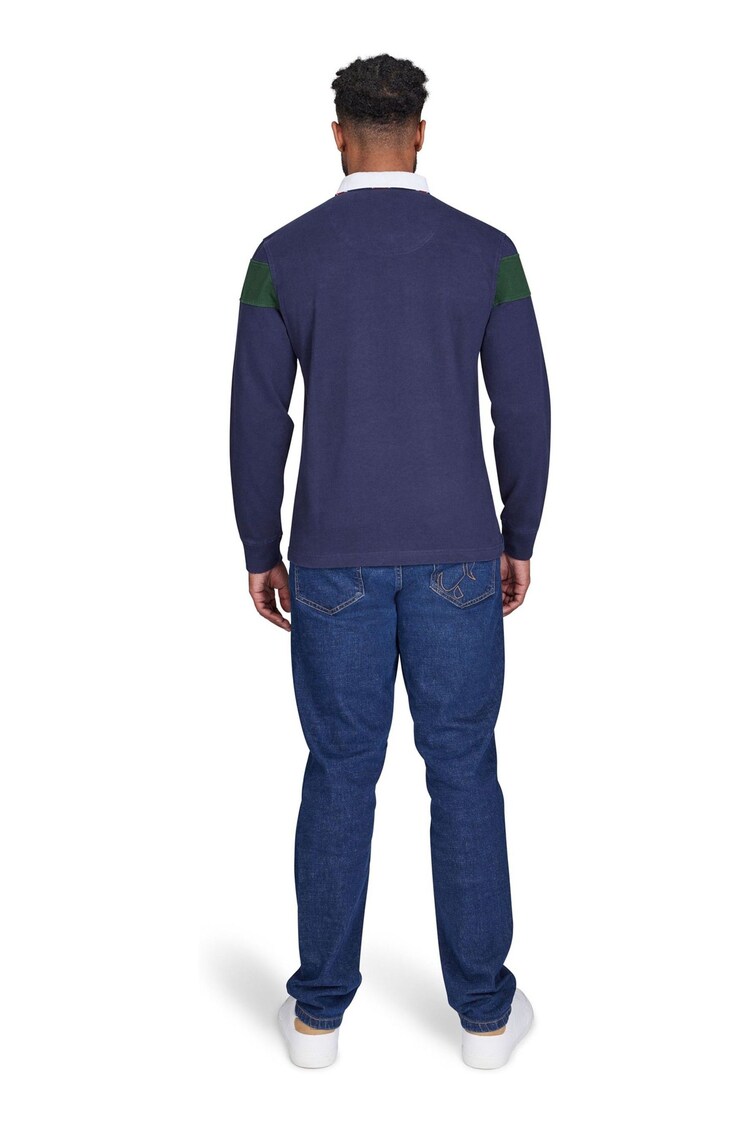 Raging Bull Blue Long Sleeve Chest Panel Rugby Shirt - Image 2 of 5