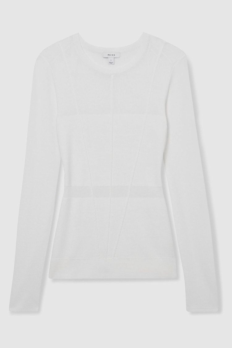 Reiss White Serena Seamed Roll-Neck Top - Image 2 of 6