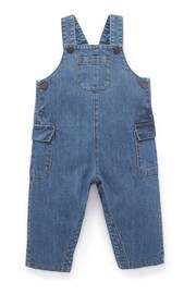 Purebaby Blue Denim 100% Cotton Dungaree - Image 1 of 4