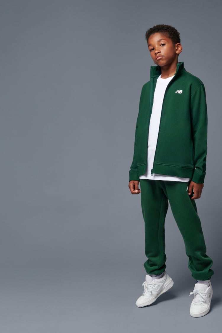 New Balance Dark Green Small Boys Brush Back Logo Joggers - Image 2 of 12