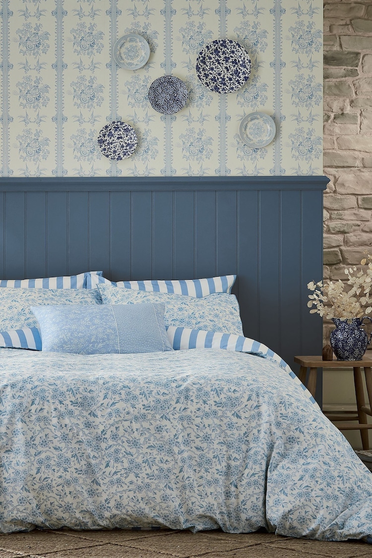 Burleigh X Bedeck Of Belfast Light Blue Arden 100% Cotton Duvet Cover and Pillowcase Set - Image 1 of 1