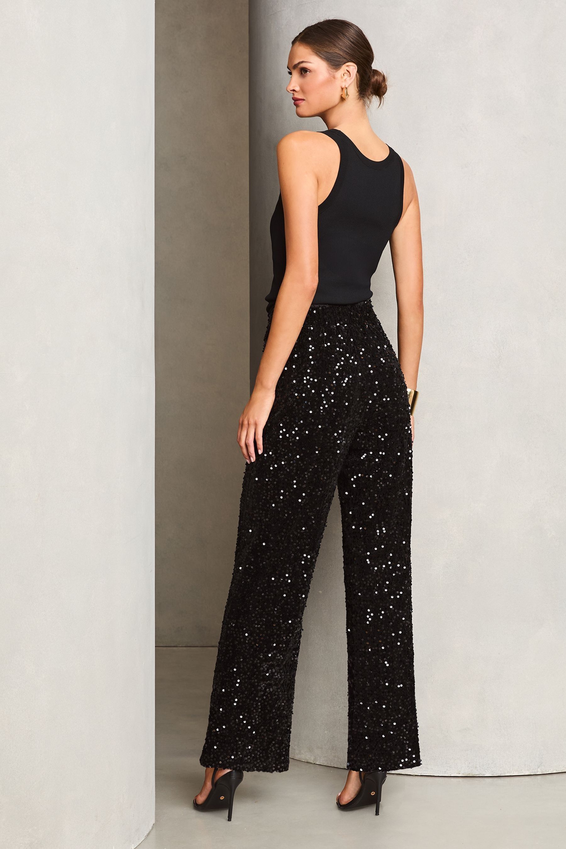Sequin wide leg trousers cheap