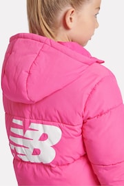 New Balance Pink Girls Graphic Logo Coat - Image 6 of 12