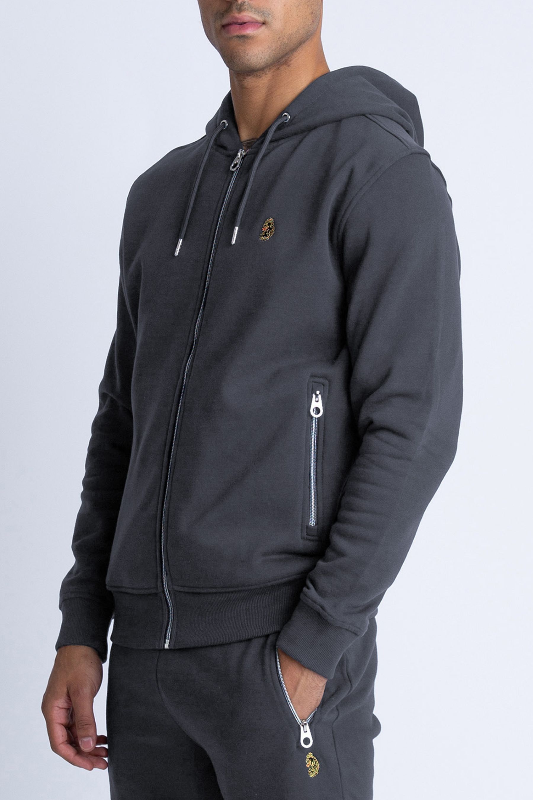 Buy Luke 1977 Charcoal Grey Berlin 1000 Zip Hoodie from the Next UK online shop