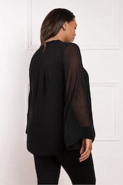 Live Unlimited Black Curve Wide Sleeve Half Placket Blouse - Image 4 of 4