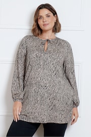 Live Unlimited Black Petite Zebra Tunic With Keyhole Neck - Image 1 of 3