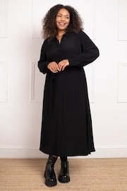 Live Unlimited Black Petite Button Through Belted Shirt Dress - Image 1 of 3