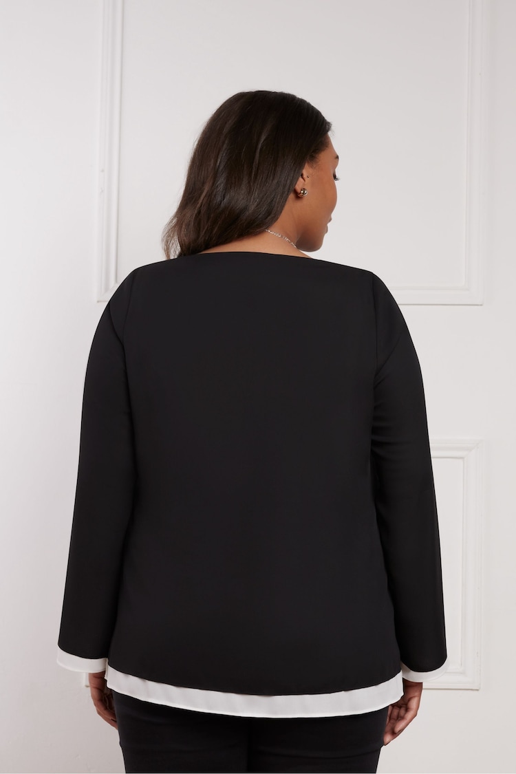 Live Unlimited Black Curve Layered Long Sleeve Top - Image 3 of 3