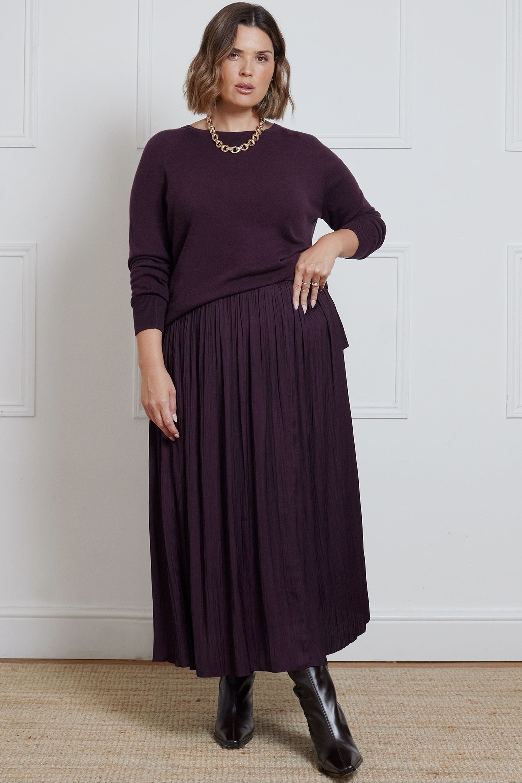 Purple pleated skirt uk store