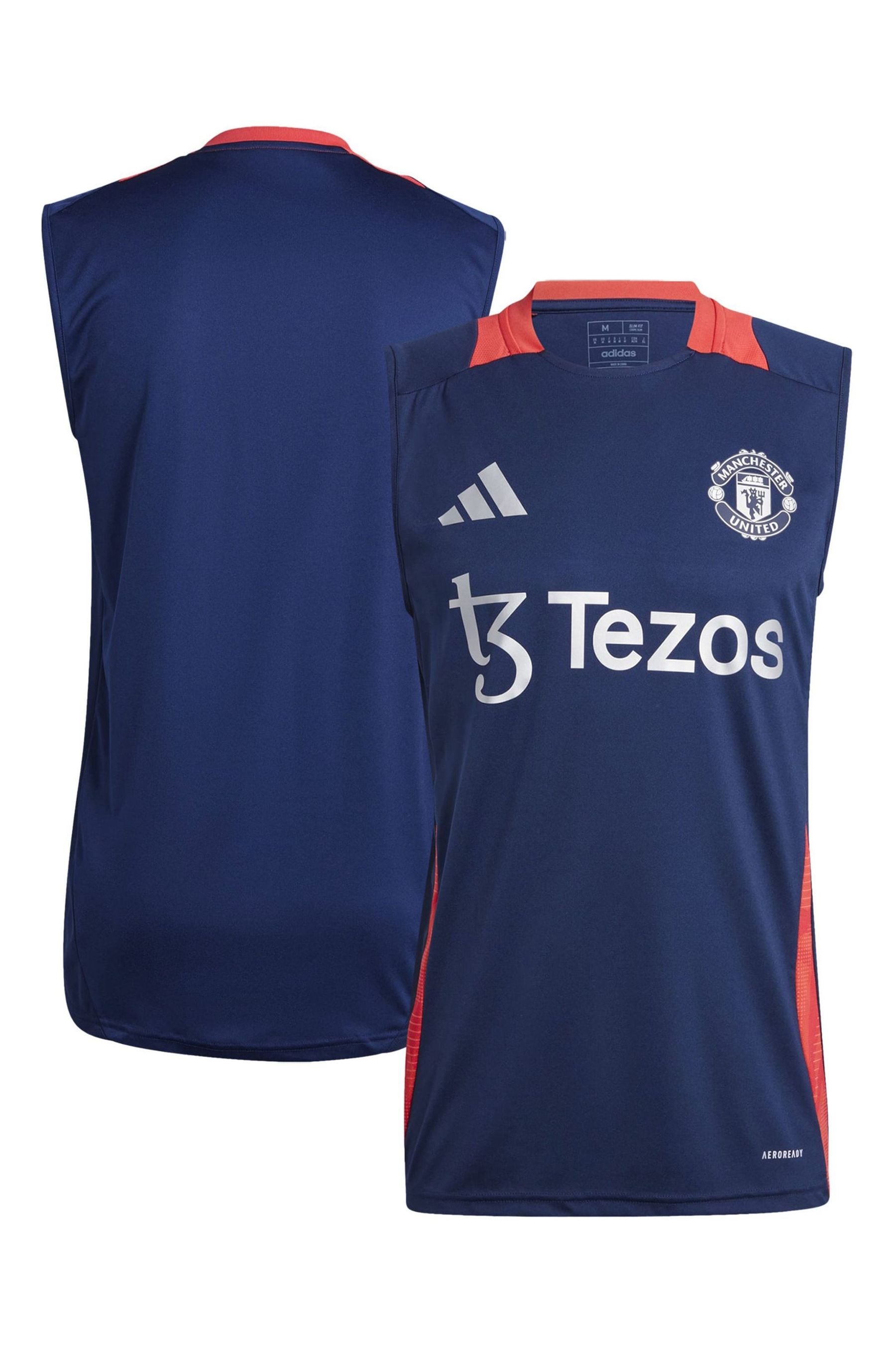 Buy adidas Blue Manchester United Training Sleeveless Jersey from the Next UK online shop