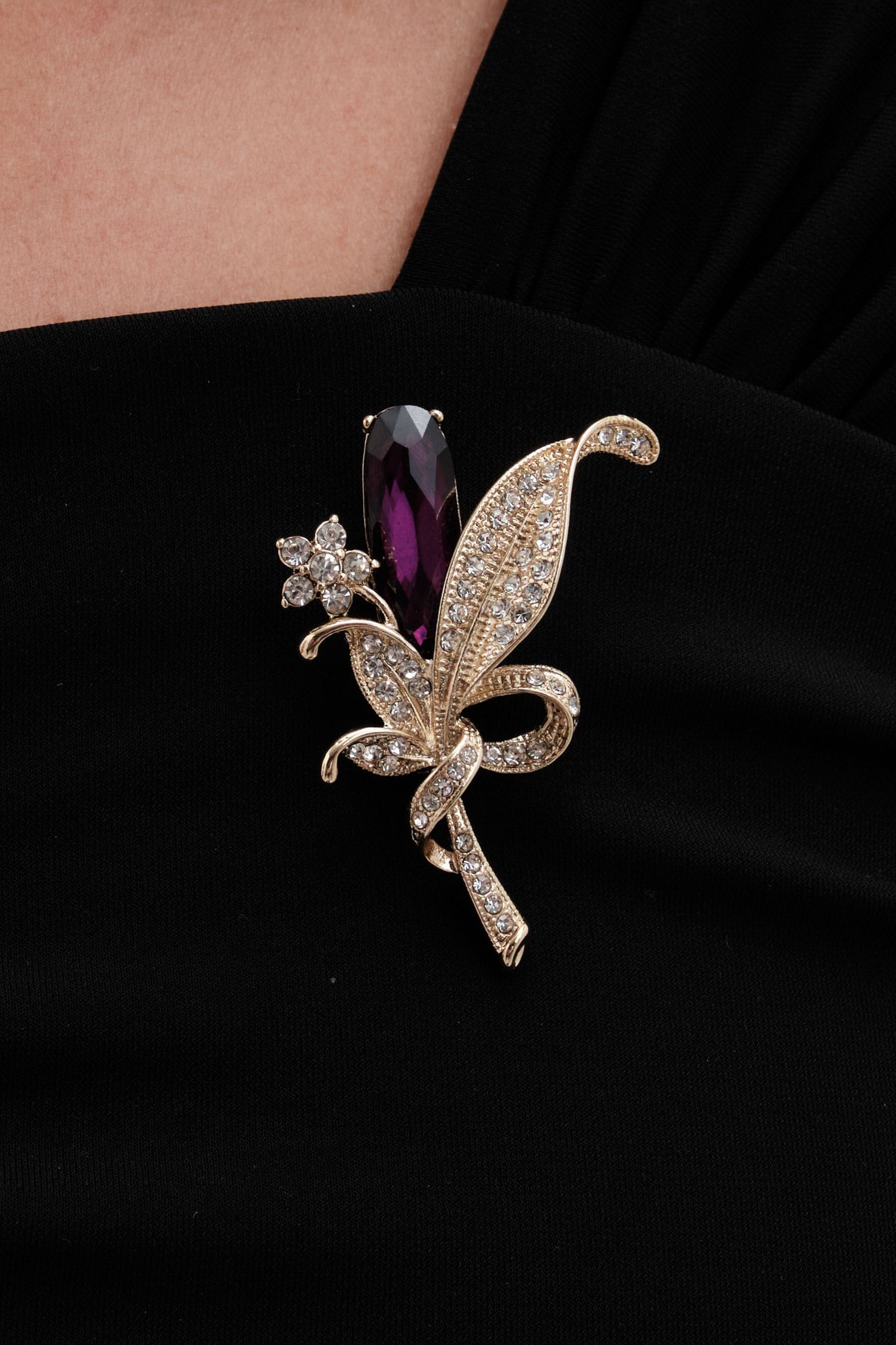 Buy Jon Richard Gold Tone Gift Boxed Amethyst Floral Brooch from the Next UK online shop