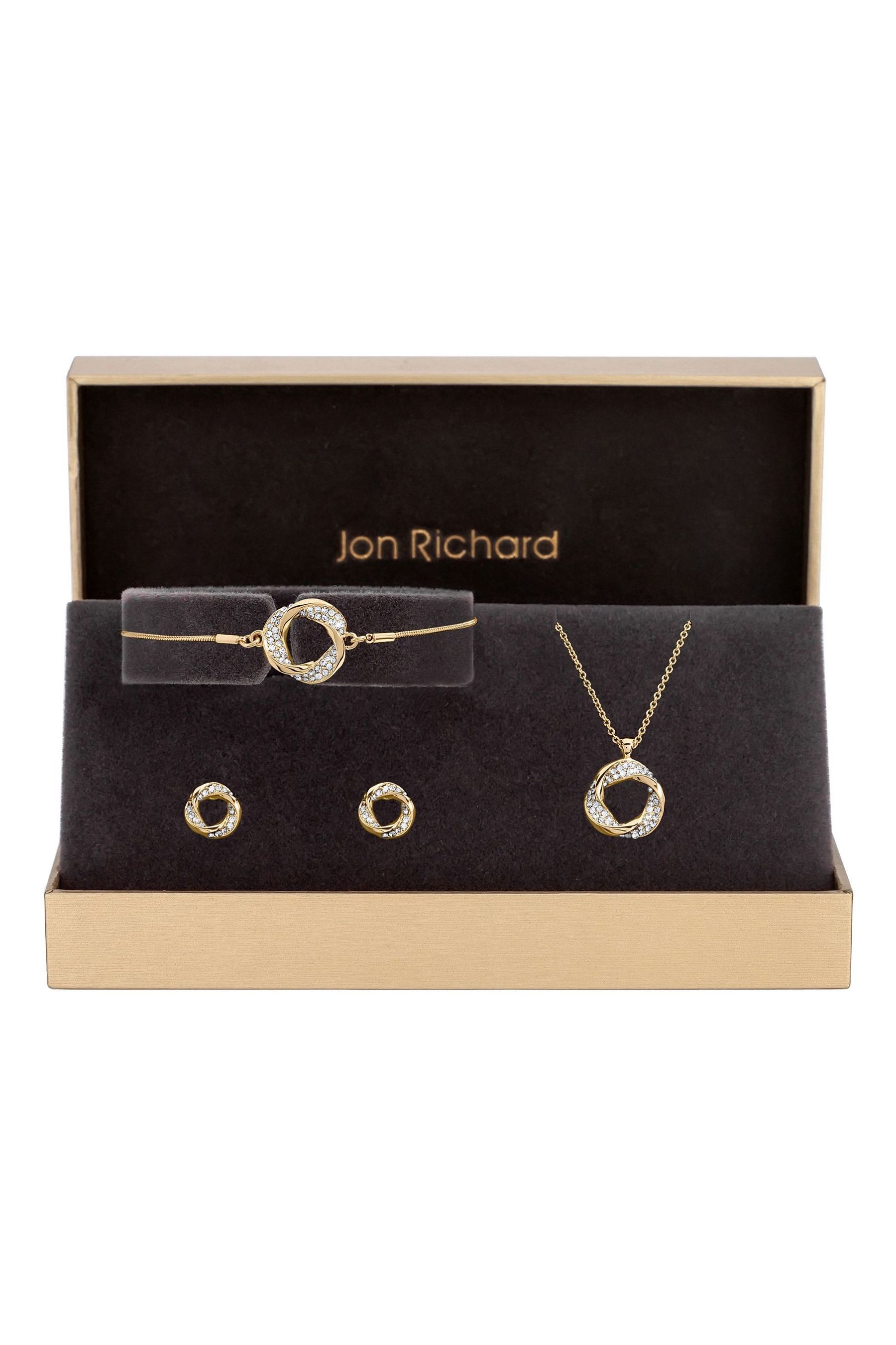 Buy Jon Richard Gold Tone Emerald And Crystal Twist Drop Trio Set Gift Boxed from the Next UK online shop