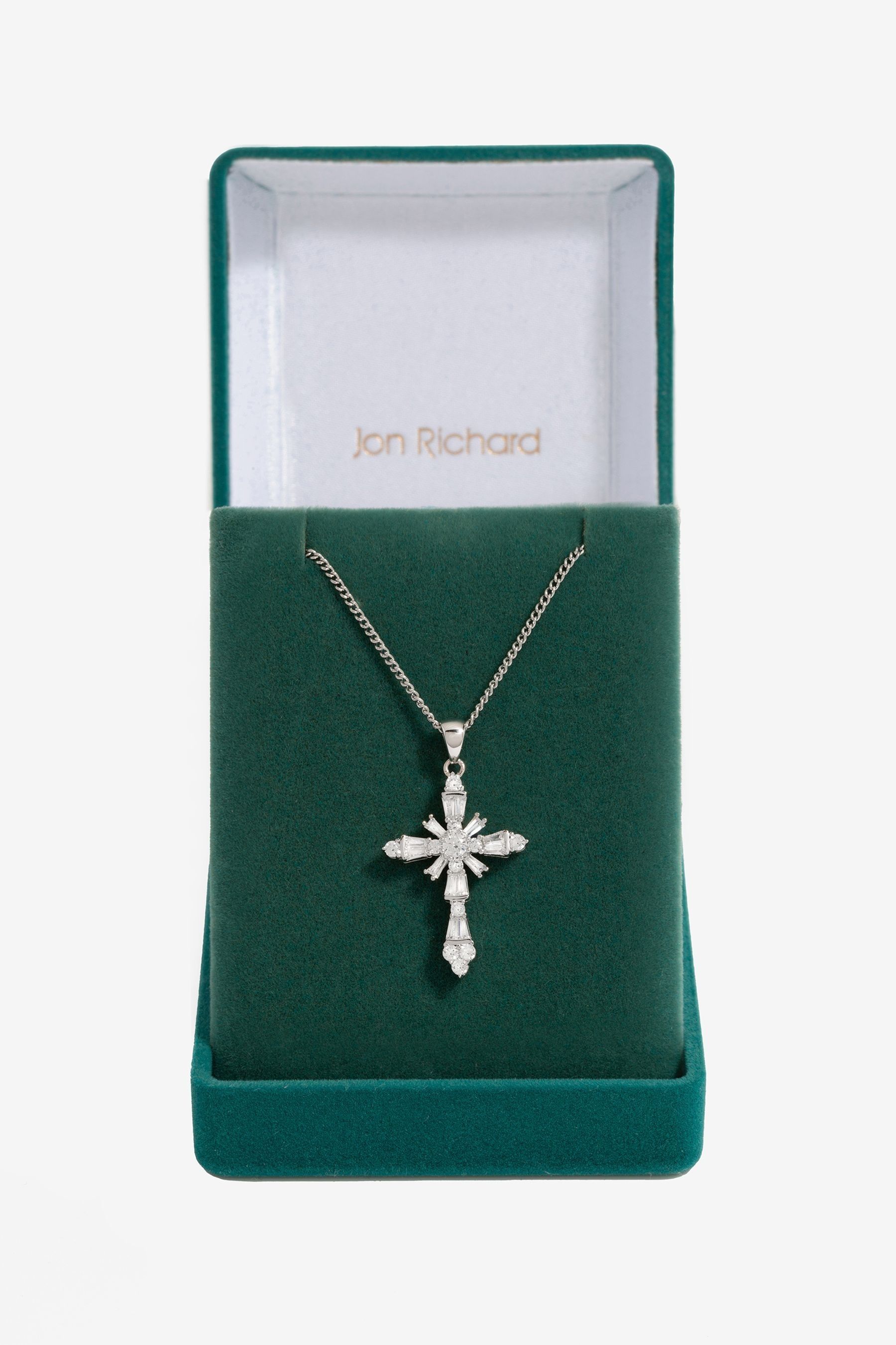 Buy Jon Richard Silver Tone Cubic Zirconia Cross Necklace from Next Luxembourg