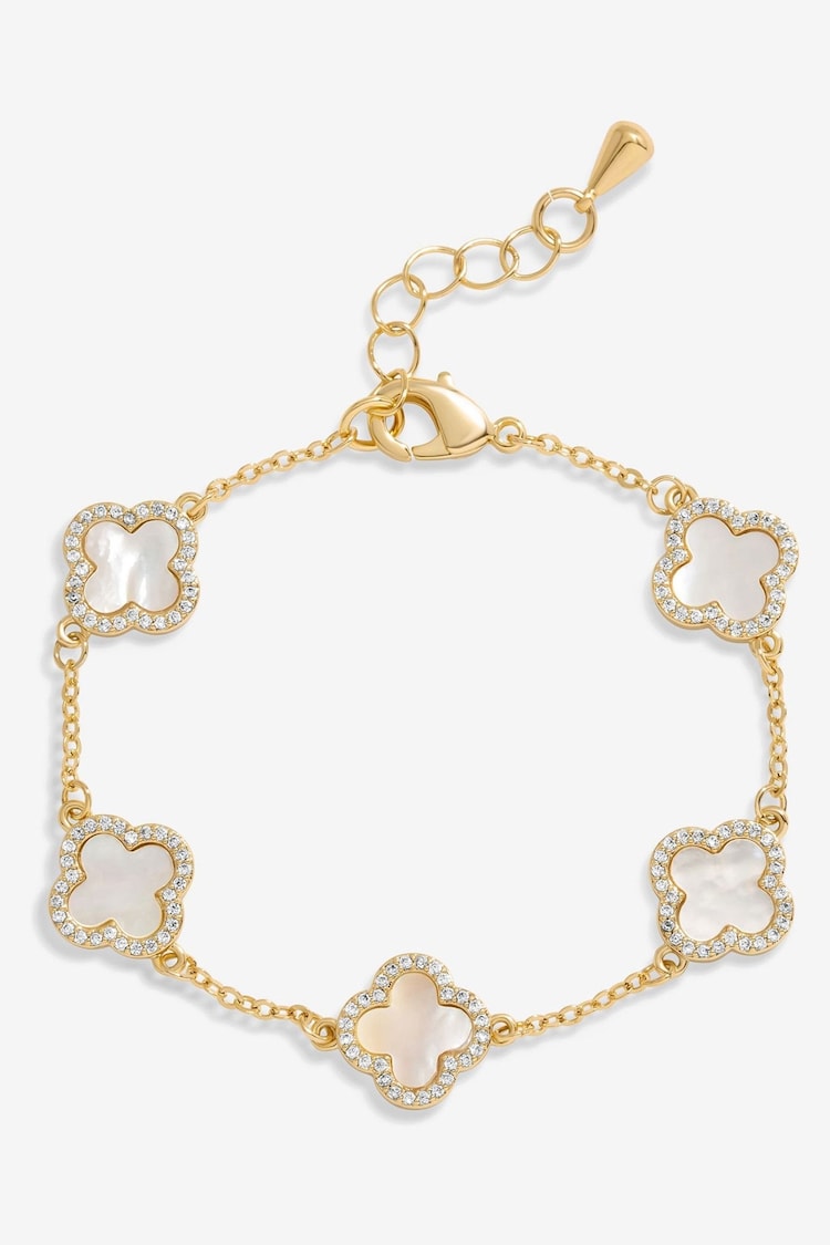 Jon Richard Gold Tone Mother of Pearl Clover Bracelet - Image 1 of 4