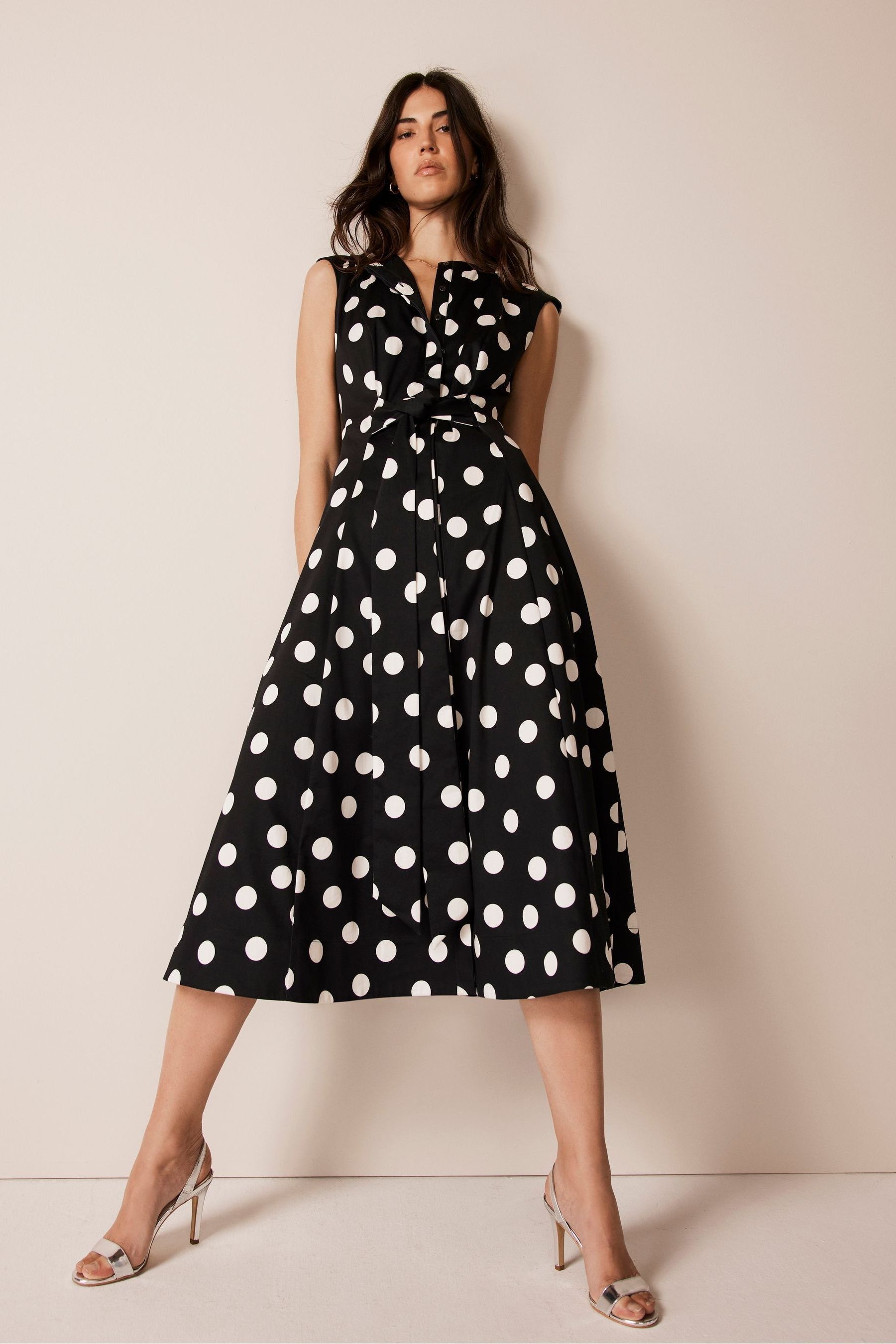 Buy Mint Velvet Black Polka Dot Midi Dress from the Next UK online shop