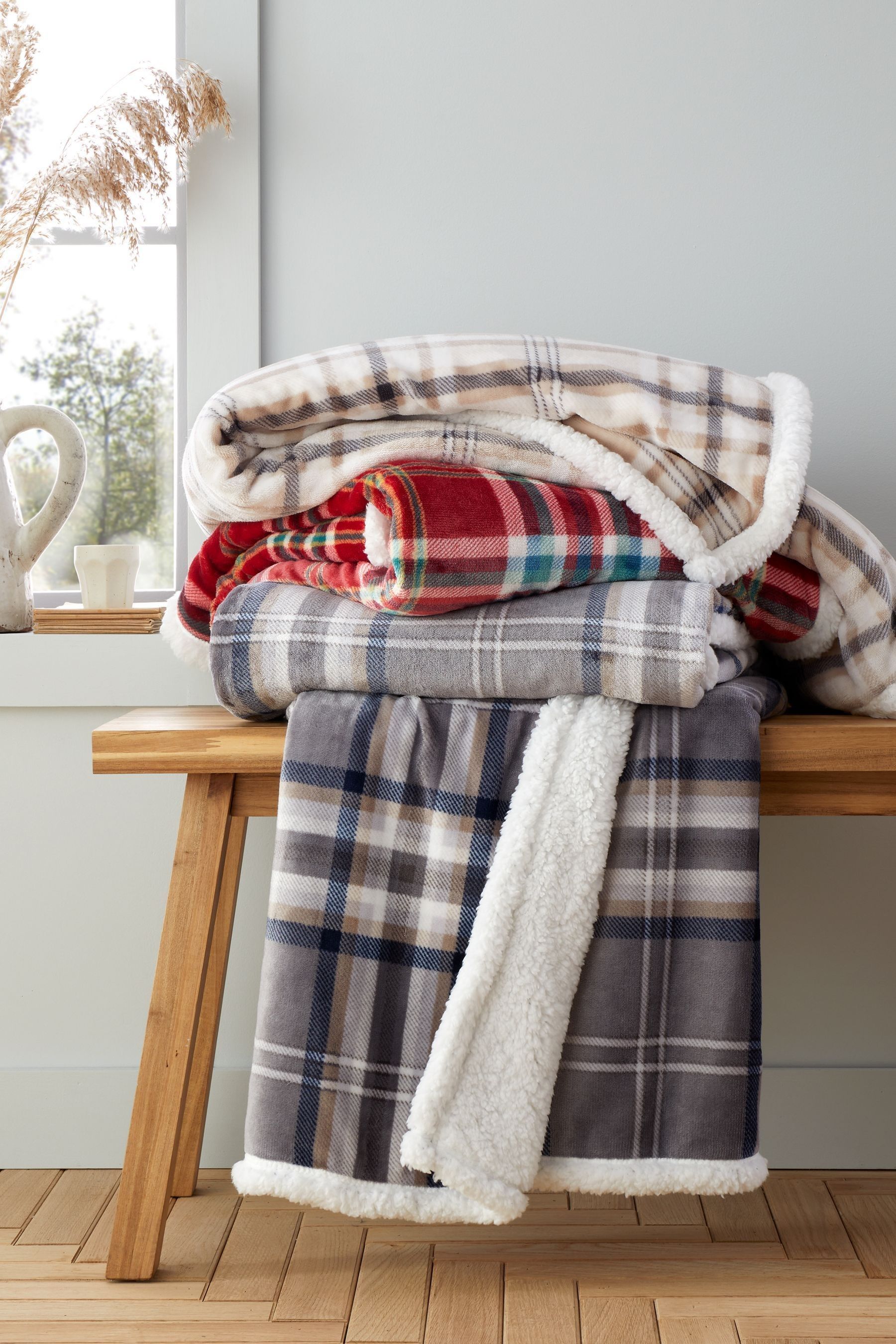 Buy Catherine Lansfield Natural Soft and Cosy Kelso Check Throw from the Next UK online shop