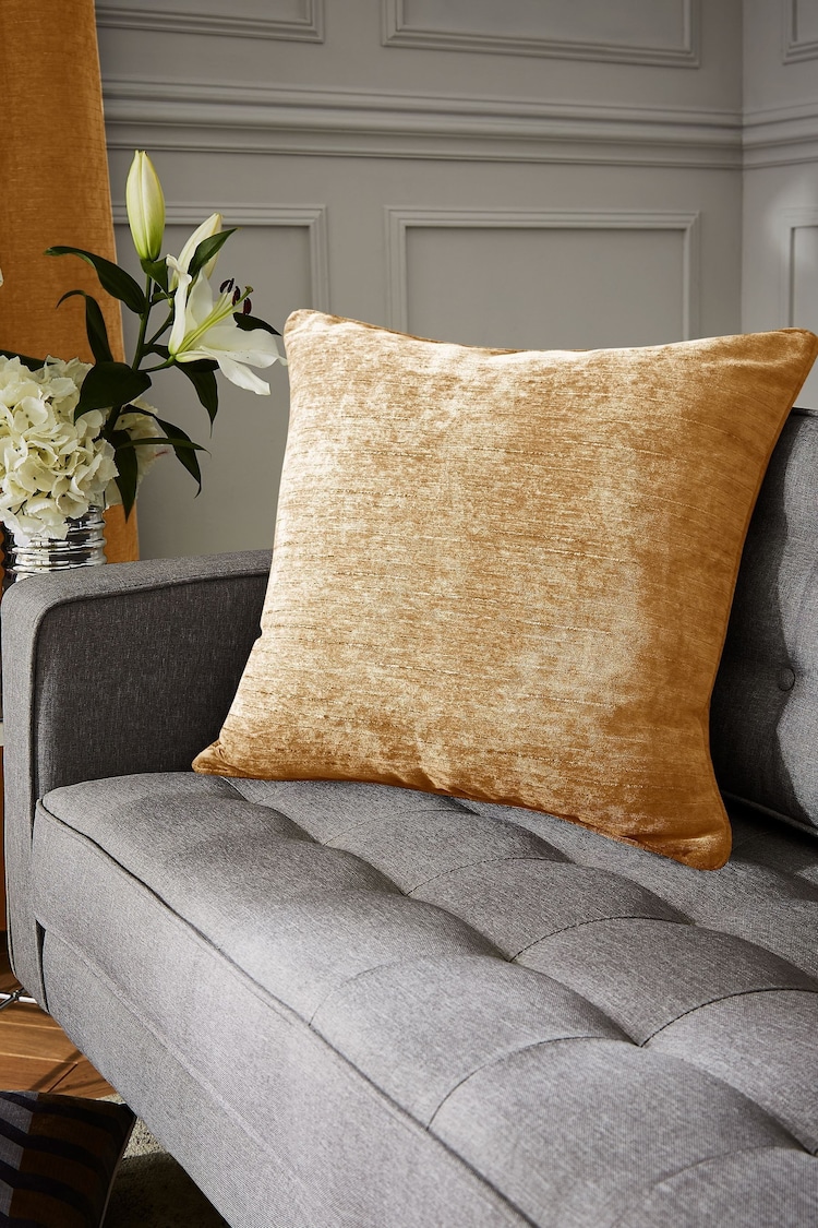 Hyperion Amber Gold Selene Luxury Chenille Piped Cushion - Image 1 of 3