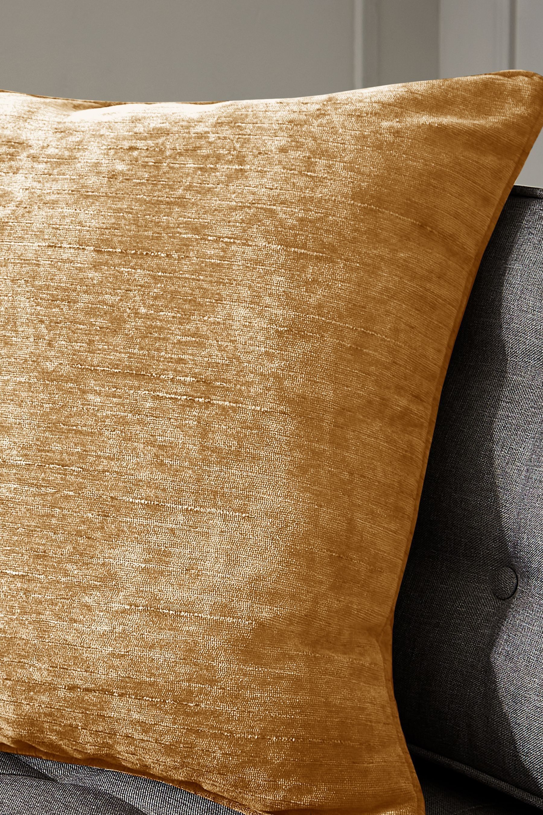 Buy Hyperion Amber Gold Large Selene Luxury Chenille Piped Cushion from Next Luxembourg