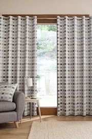 Catherine Lansfield Green Wilson Check Thermal Blackout Lined Eyelet Curtains - Image 1 of 5