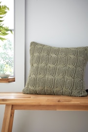 Catherine Lansfield Olive Green Chunky Marl Knit Cosy Cushion - Image 1 of 5