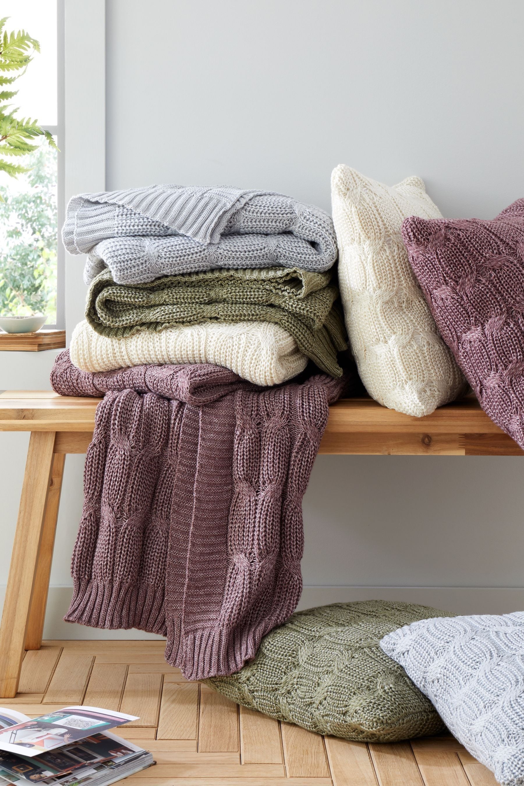Buy Catherine Lansfield Plum Chunky Marl Knit Cosy Throw from Next France