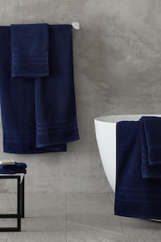 Catherine Lansfield Navy Blue Zero Twist 100% Cotton Bath Sheet Pair - Image 4 of 4