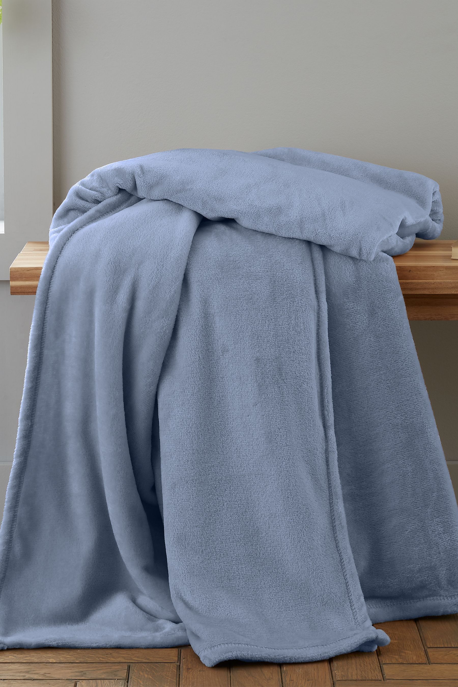 Buy Catherine Lansfield Chambray Blue Extra Large Raschel Soft Velvet Touch Throw from Next Luxembourg