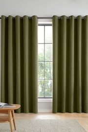 Catherine Lansfield Olive Green Wilson Thermal Blackout Lined Eyelet Curtains - Image 2 of 3