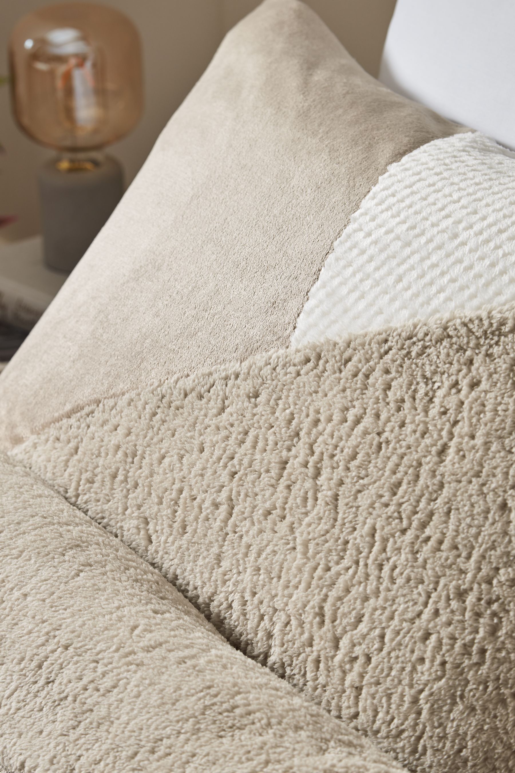Buy Catherine Lansfield Natural Larsson Geo Cosy and Warm Fleece Duvet Cover Set from Next Luxembourg