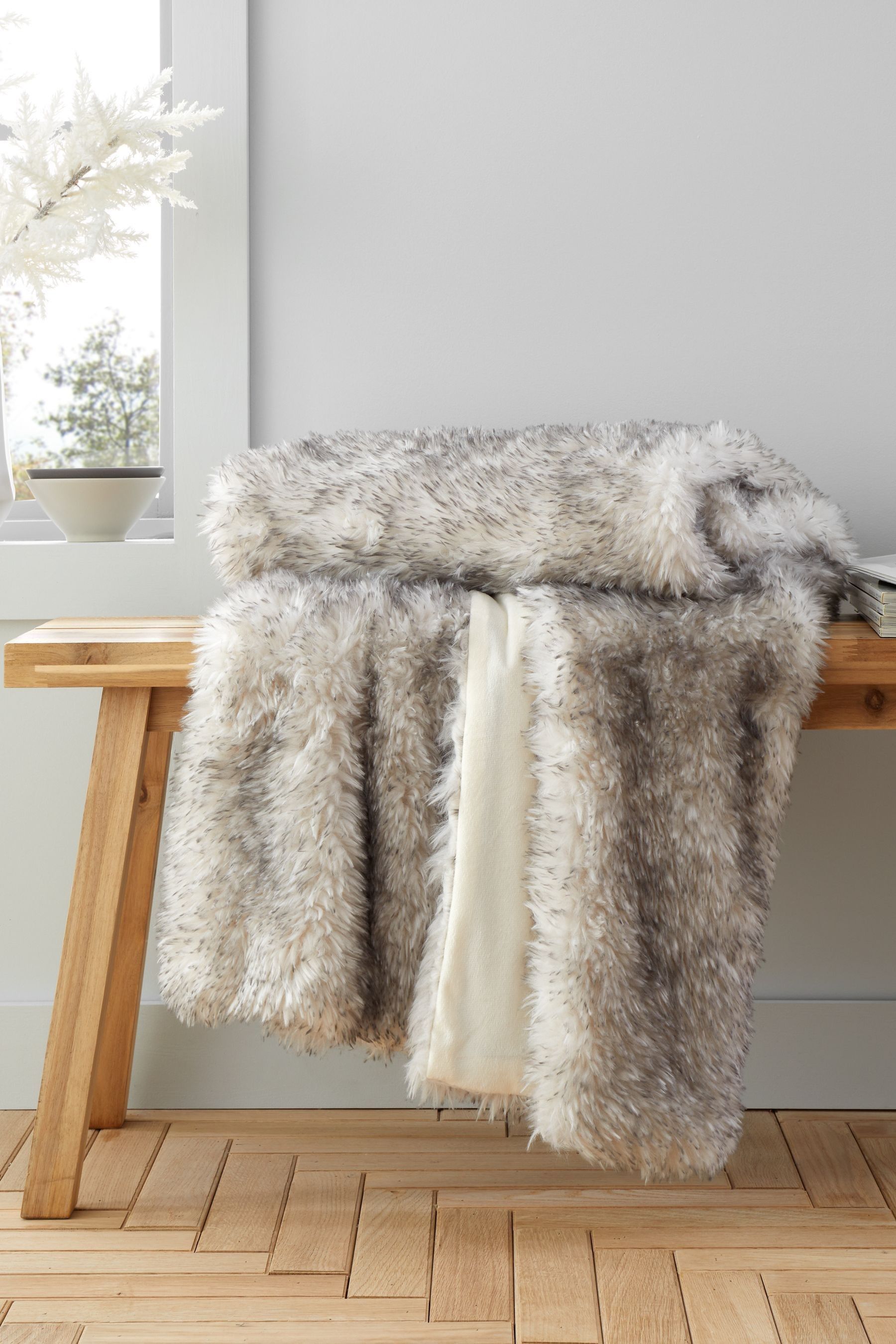 Catherine lansfield metallic faux fur throw discount