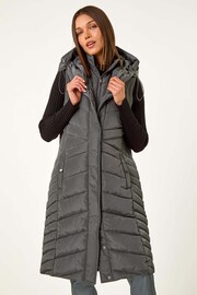 Roman Grey Chevron Quilted Hooded Gilet - Image 3 of 5