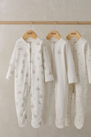 Mamas & Papas Bear Brown Sleepsuits 3 Pack - Image 2 of 3