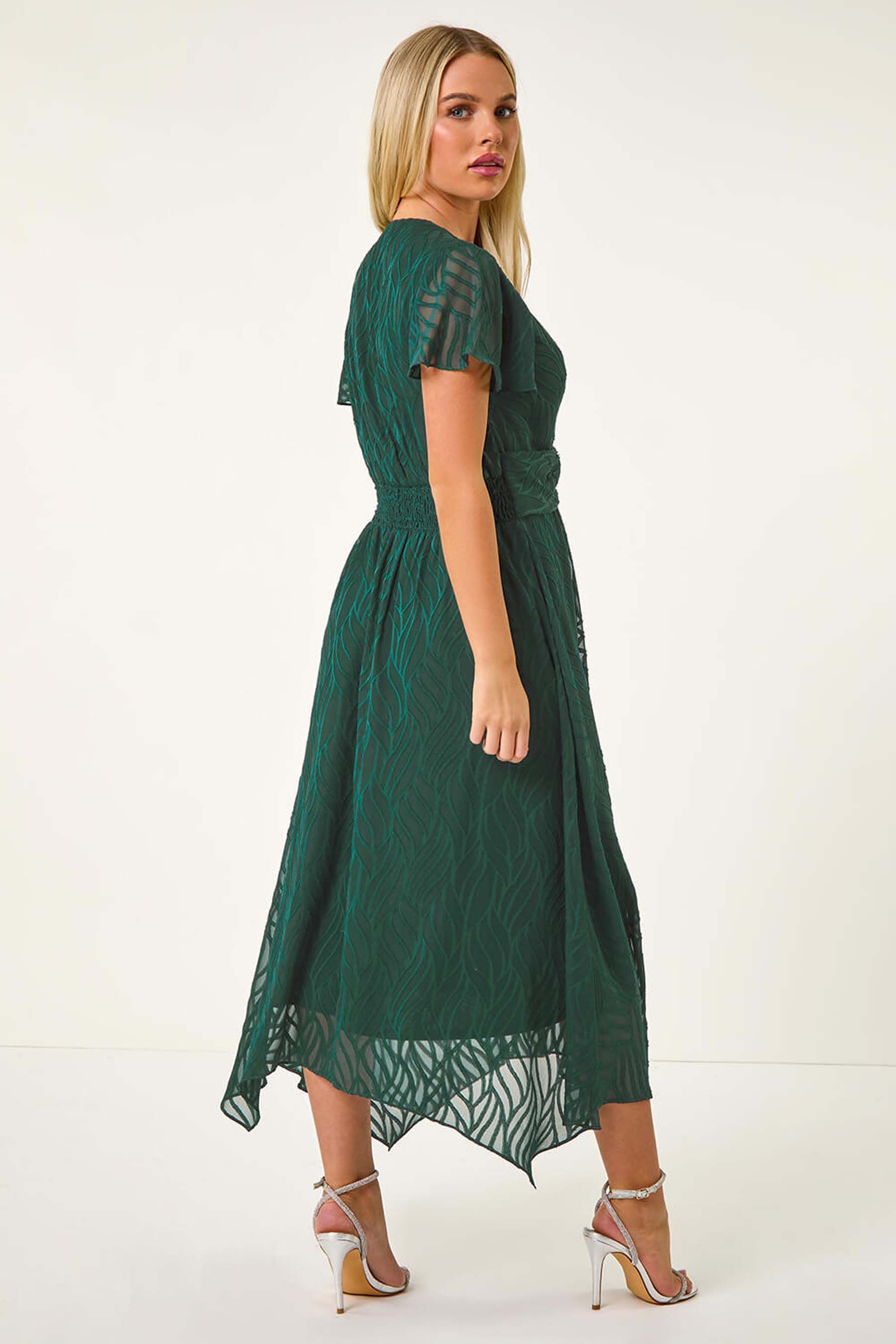 Buy Roman Green Petite Front Twist Jacquard Dress from the Next UK online shop
