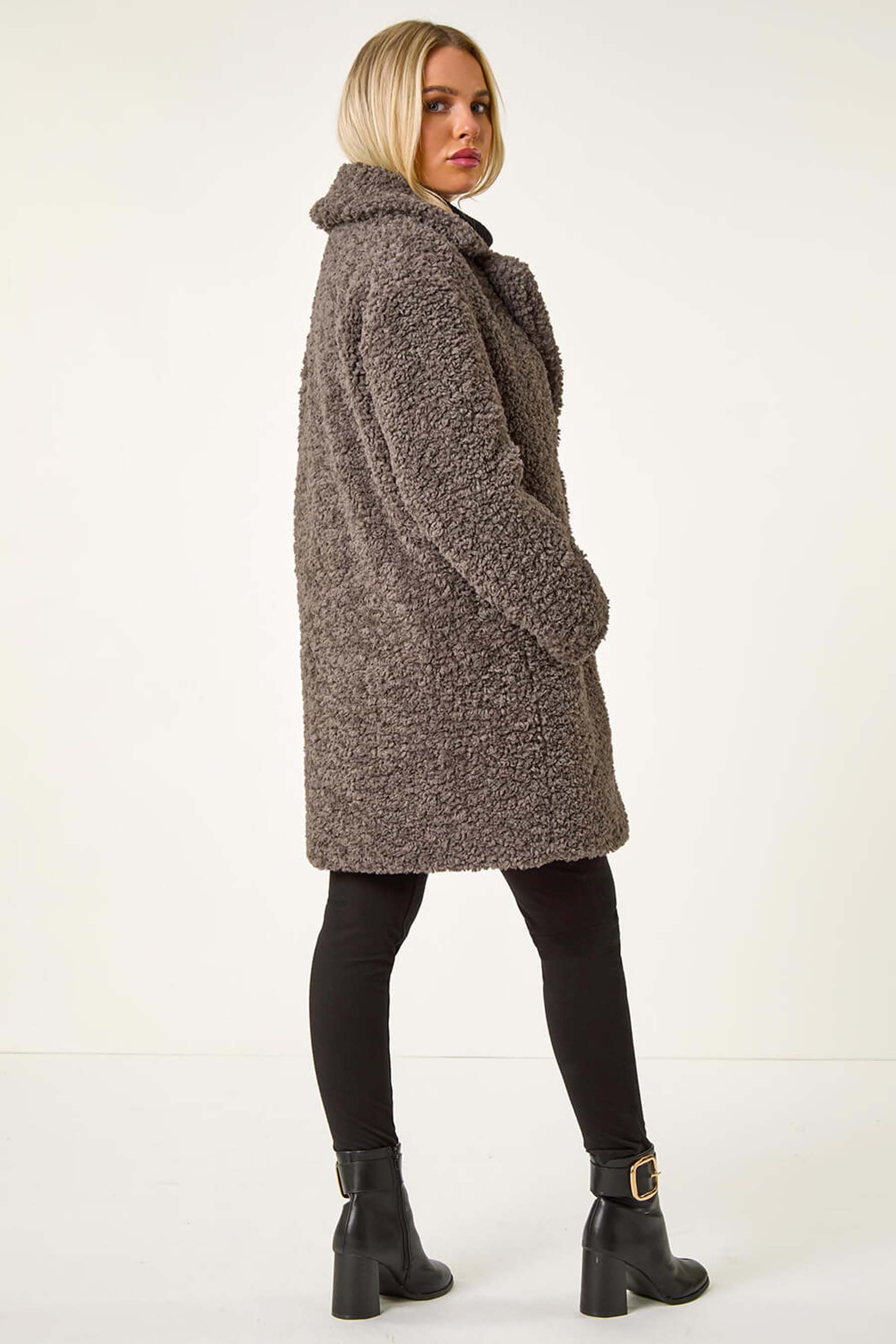 Buy Roman Brown Petite Teddy Longline Coat from the Next UK online shop