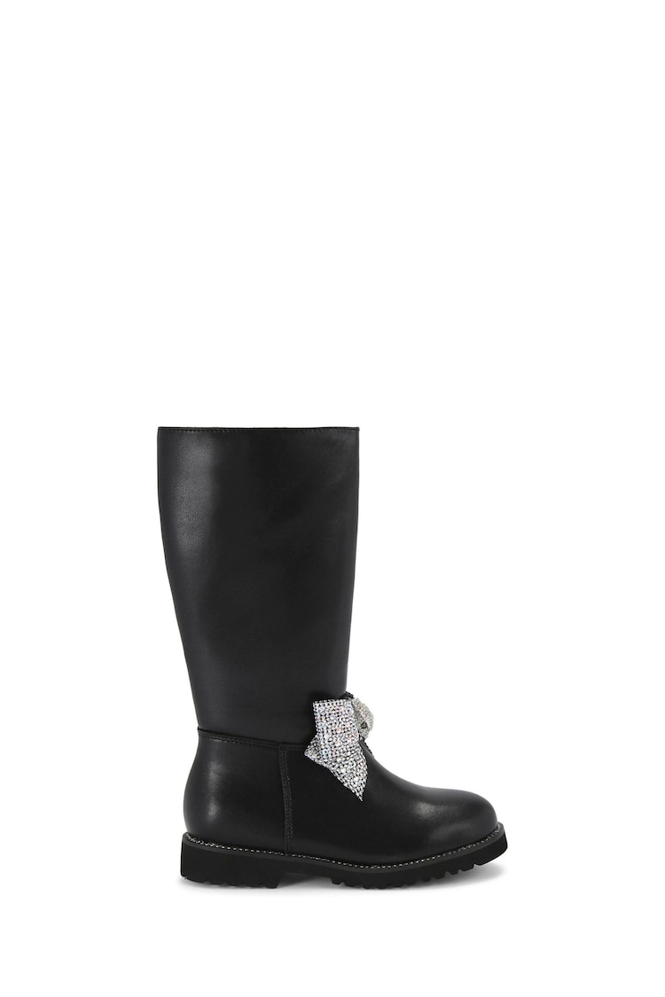 Kurt Geiger London Junior Mini Kensington High Leg Bow Black Boots - Image 1 of 4