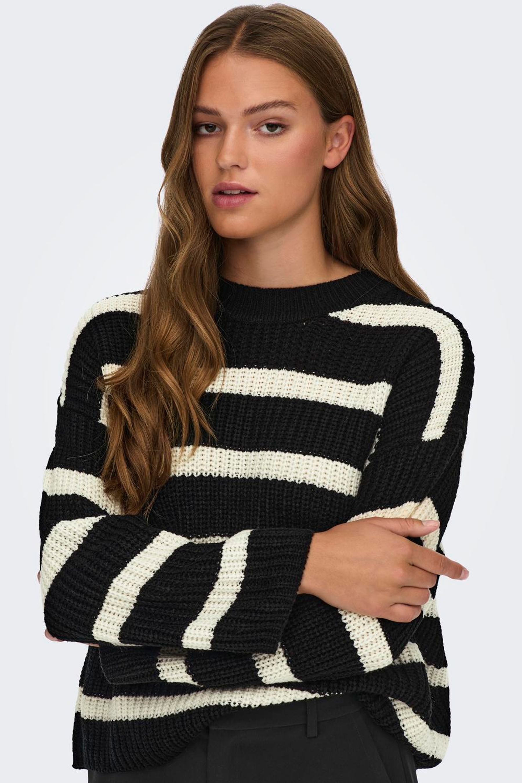 Buy JDY Black Knitted Stripe Pullover Jumper from Next Luxembourg