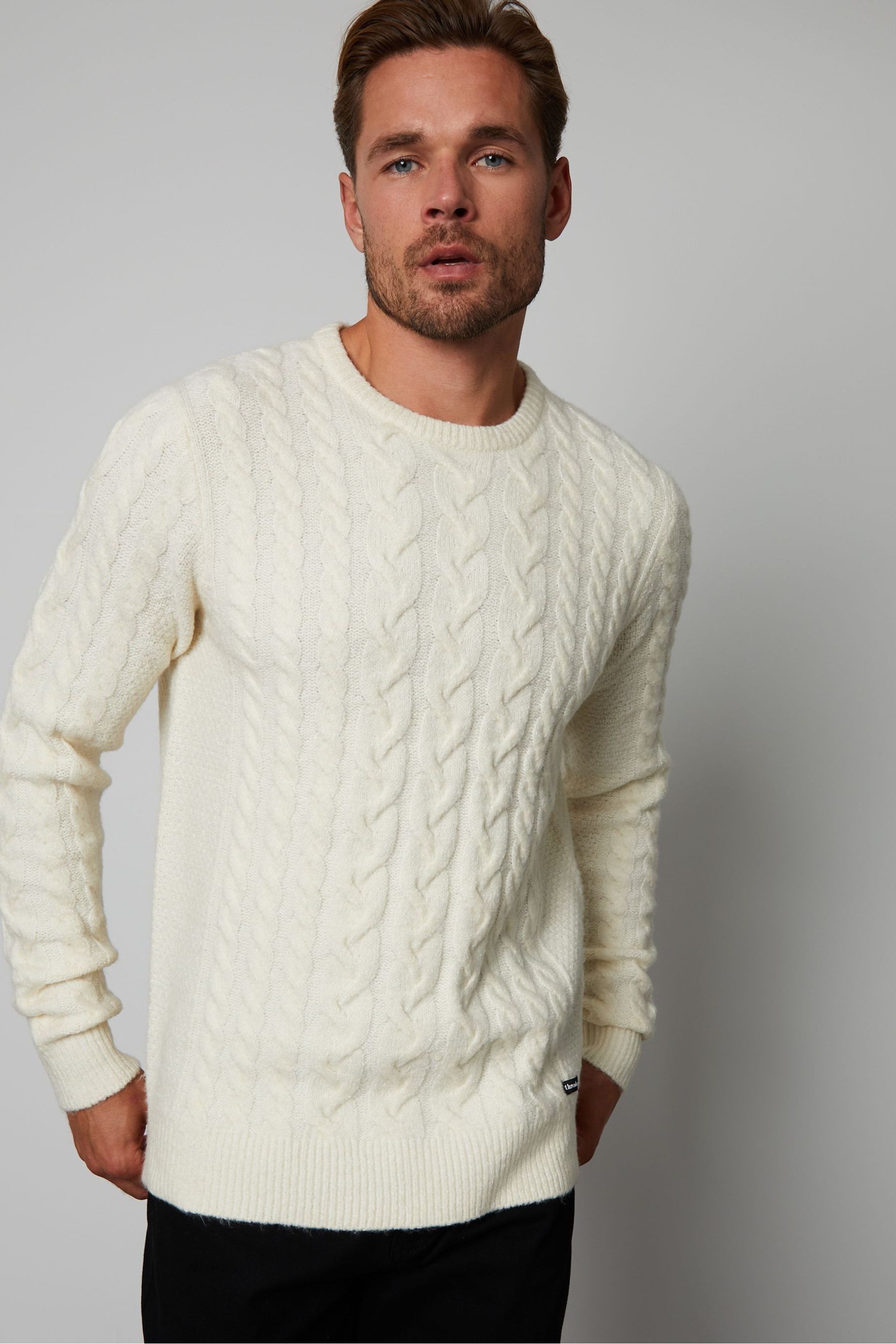 White cable knit jumper on sale