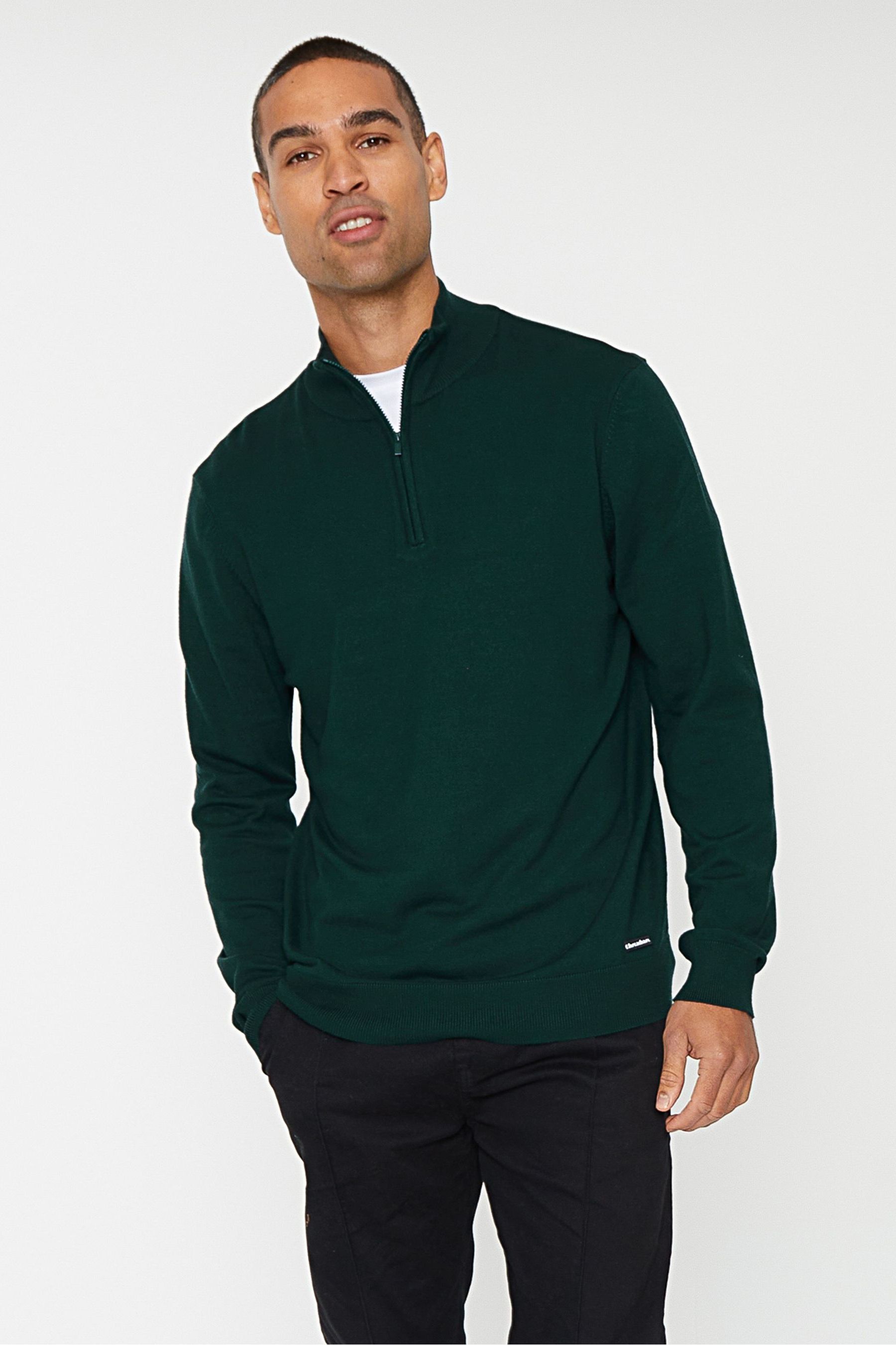 Buy Threadbare Forest Green Funnel Neck 1 4 Zip Knitted Jumper from Next Luxembourg