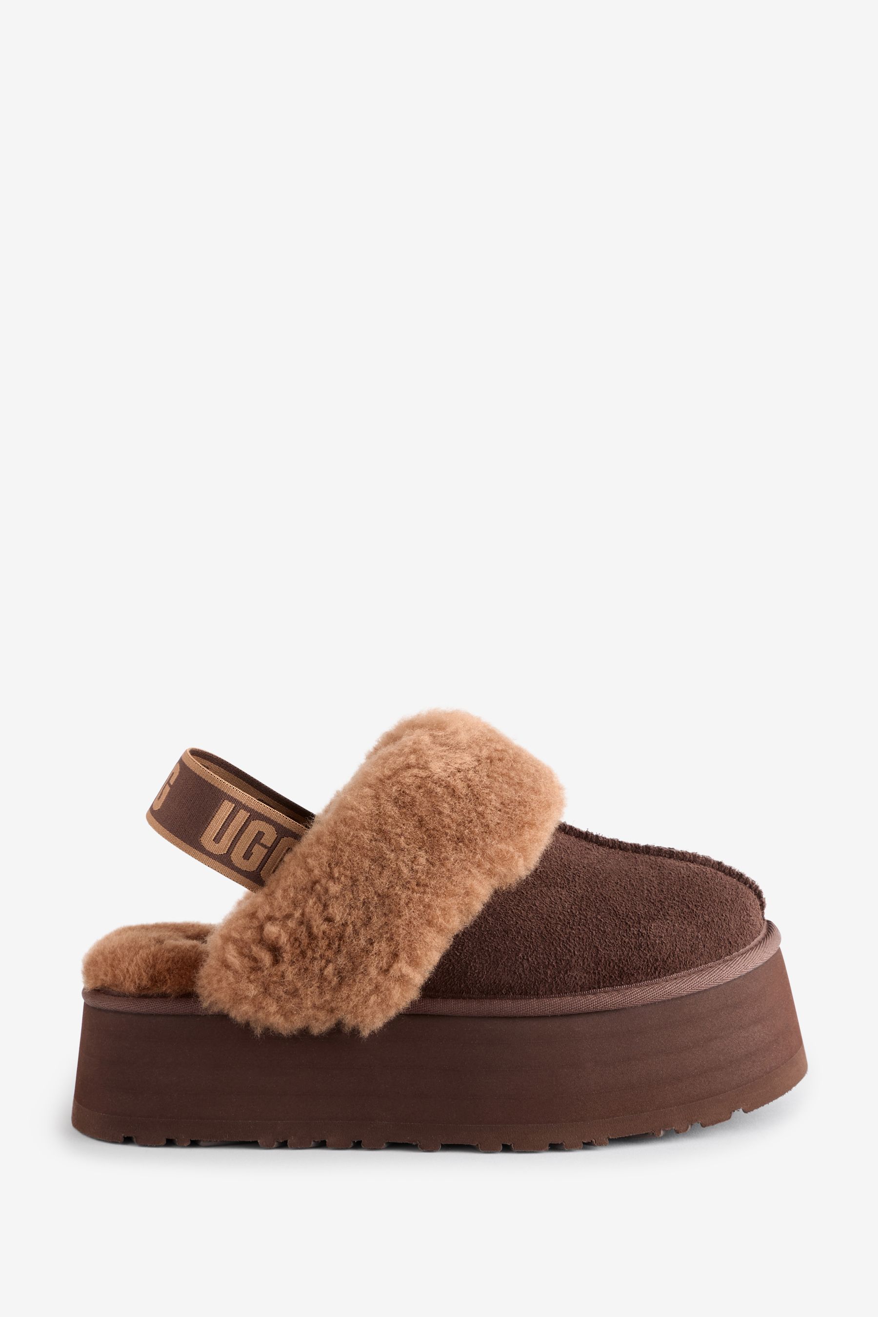 Buy UGG Burnt Cedar Funkette Flatform Slippers from the Next UK online shop