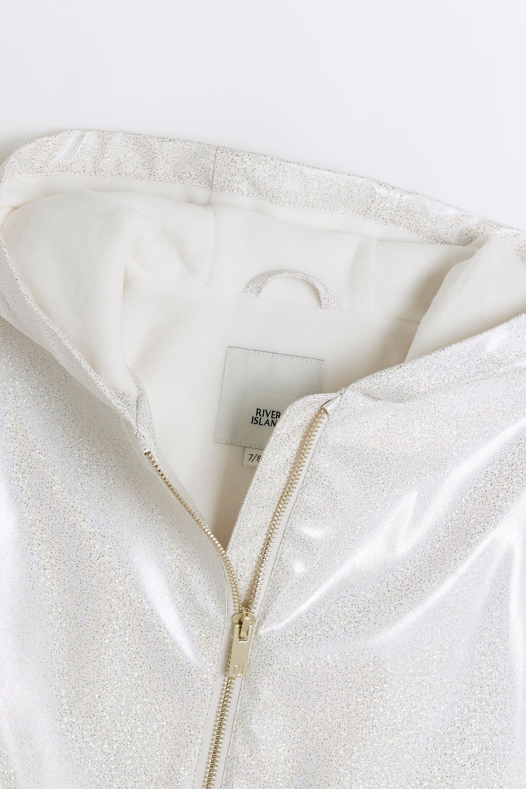 Buy River Island White Girls Glitter Hooded Raincoat from Next Luxembourg