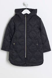 River Island Black Girls Hooded Padded Coat - Image 1 of 4