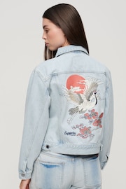 Superdry Blue Embroidered Denim Trucker Jacket - Image 1 of 2