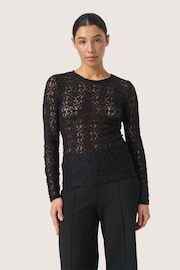 Soaked in Luxury Slim Fit SLMaleve Skylara Lace Black T-Shirt - Image 1 of 6