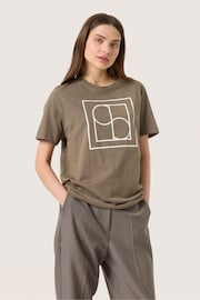 Soaked in Luxury Grey 100% Cotton Slvarga Logo Short Sleeve T-Shirt - Image 1 of 6